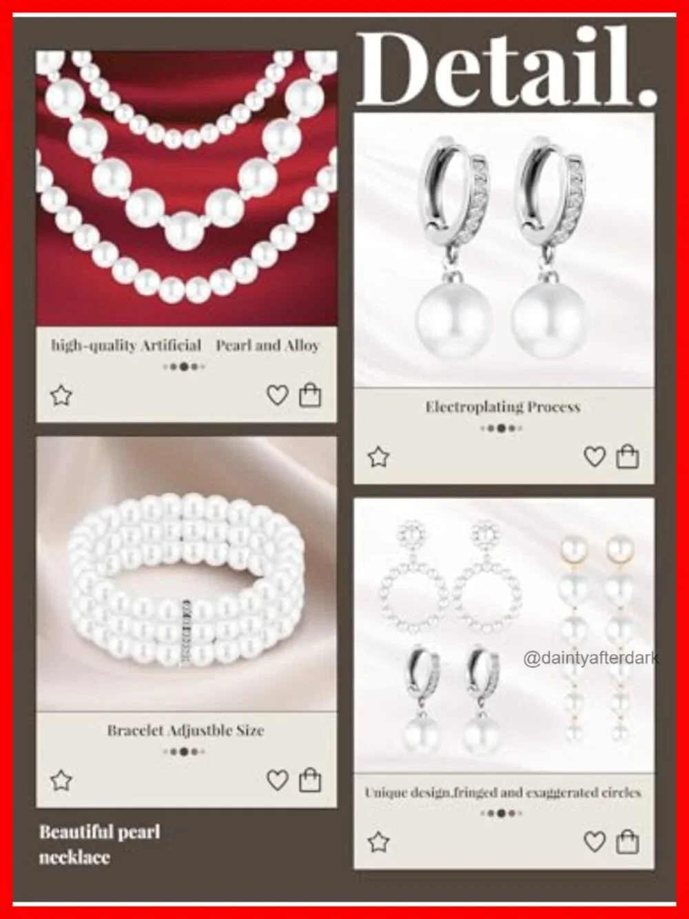 8-Piece Pearl Necklace and Earrings Set for Women Faux Pearl Costume Jewelry Set